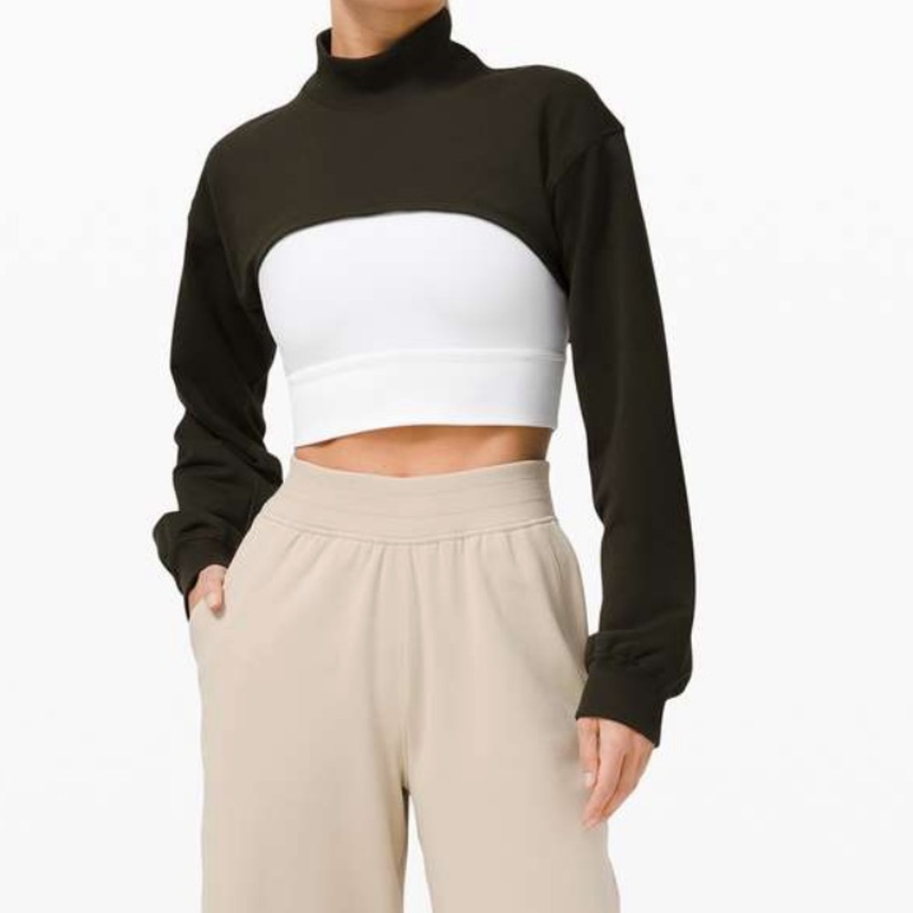 Lululemon reversible hi-low crop turtleneck sweater/shrug.